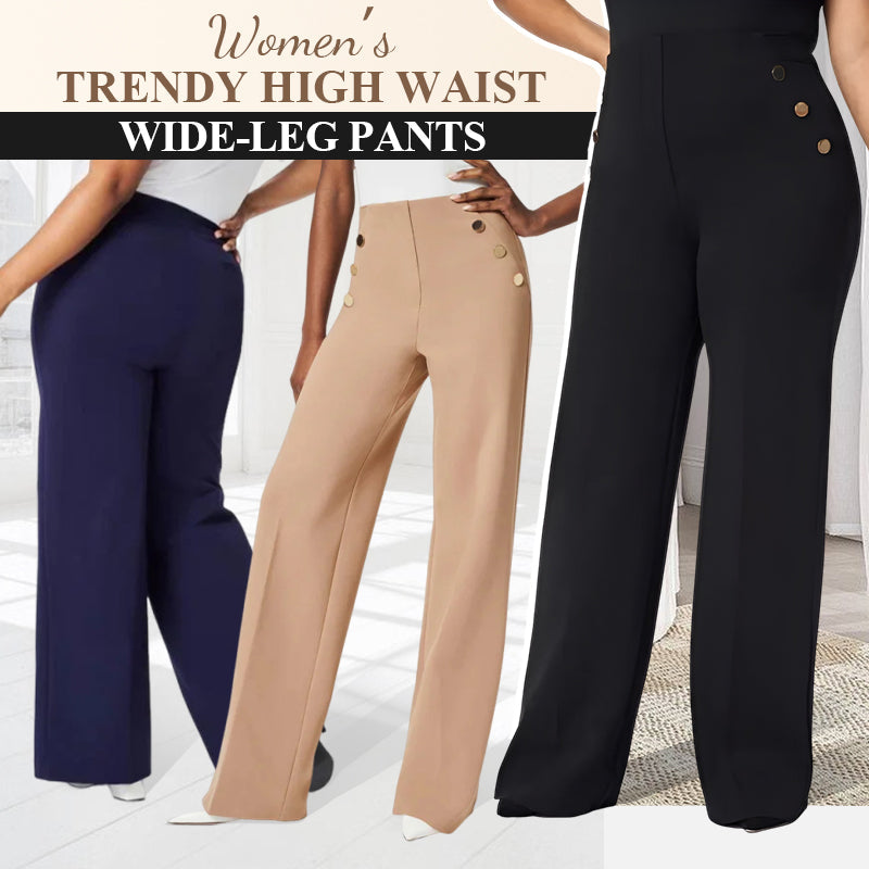 High Stretch Tummy Control Button Wide Leg Pants