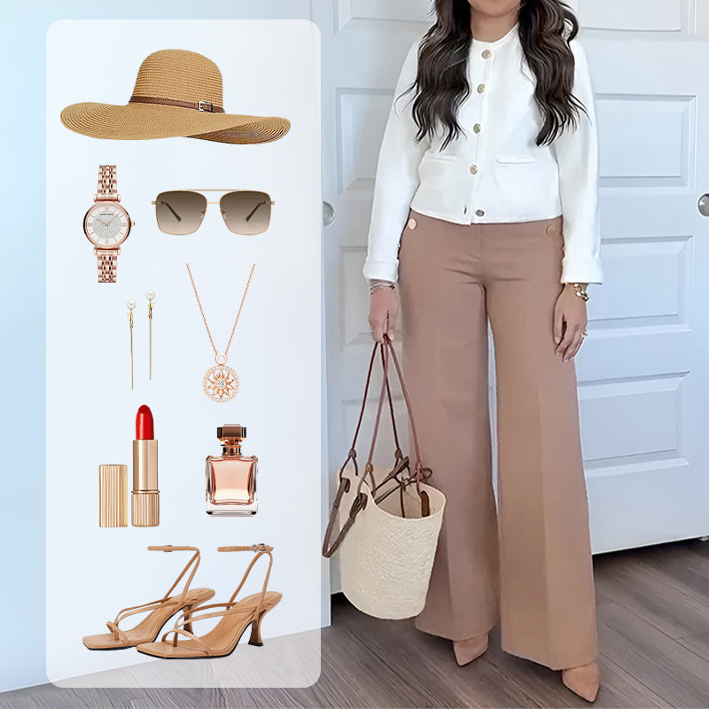 High Stretch Tummy Control Button Wide Leg Pants