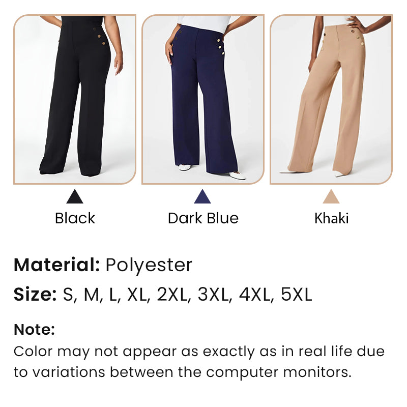 High Stretch Tummy Control Button Wide Leg Pants