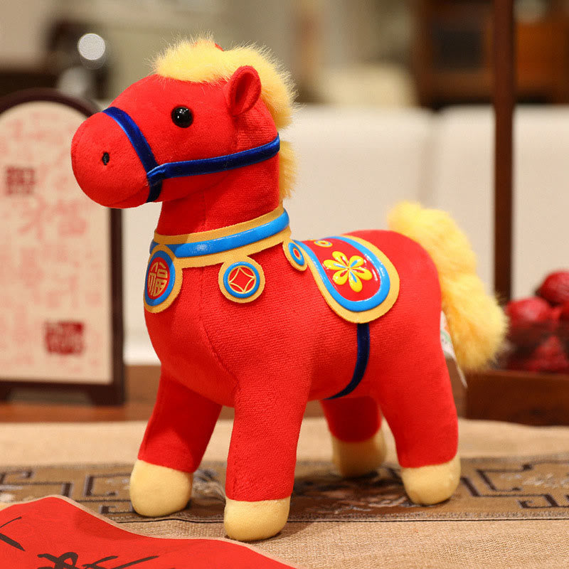 Buddha Stones Year of the Horse Bamboo Dragon Lotus Phoenix Plush Doll Home Decoration