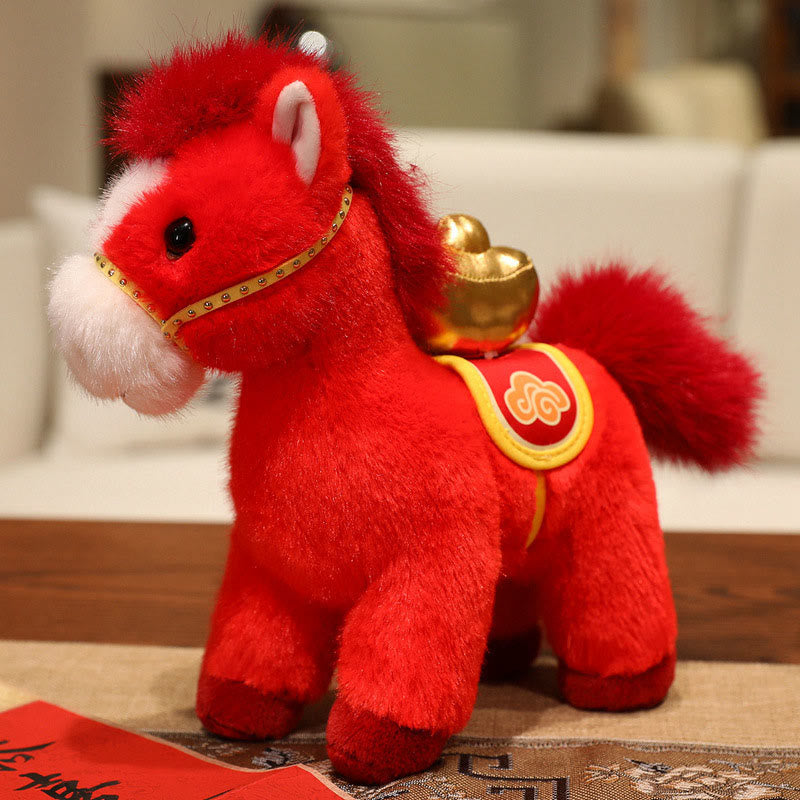 Buddha Stones Year of the Horse Bamboo Dragon Lotus Phoenix Plush Doll Home Decoration