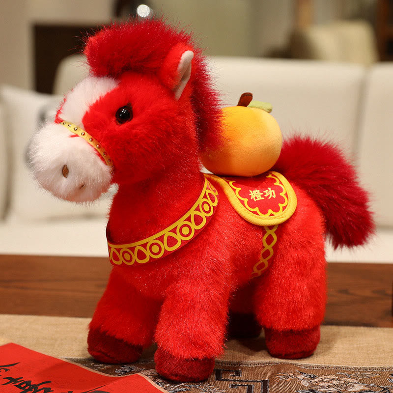 Buddha Stones Year of the Horse Bamboo Dragon Lotus Phoenix Plush Doll Home Decoration