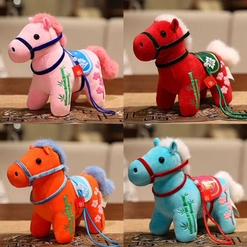 Buddha Stones Year of the Horse Bamboo Dragon Lotus Phoenix Plush Doll Home Decoration