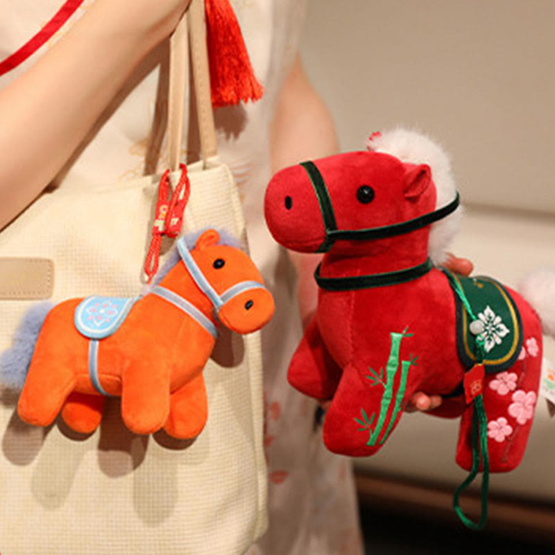 Buddha Stones Year of the Horse Bamboo Dragon Lotus Phoenix Plush Doll Home Decoration