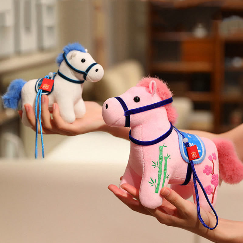 Buddha Stones Year of the Horse Bamboo Dragon Lotus Phoenix Plush Doll Home Decoration