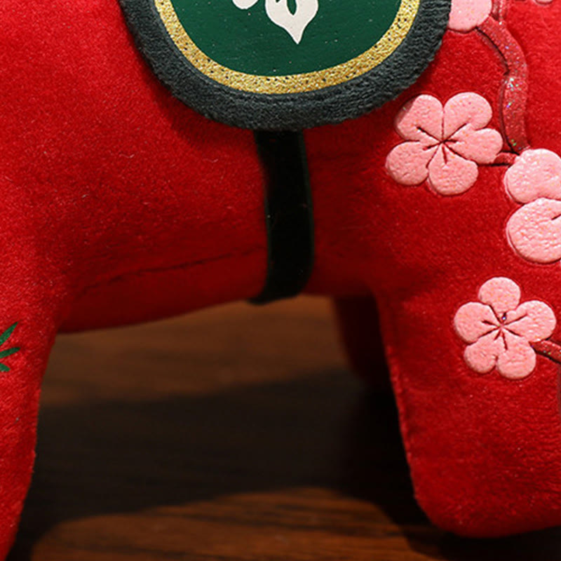 Buddha Stones Year of the Horse Bamboo Dragon Lotus Phoenix Plush Doll Home Decoration