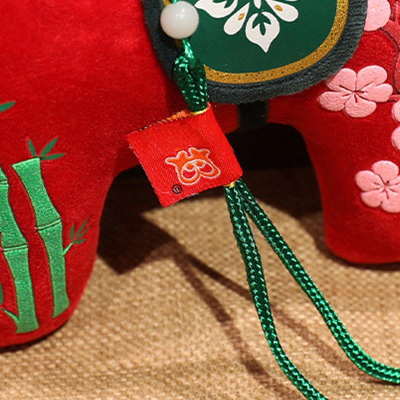 Buddha Stones Year of the Horse Bamboo Dragon Lotus Phoenix Plush Doll Home Decoration