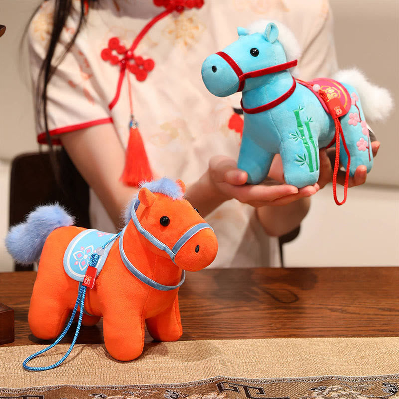 Buddha Stones Year of the Horse Bamboo Dragon Lotus Phoenix Plush Doll Home Decoration
