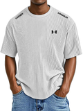 Men's Waffle Knit Short Sleeve T-Shirt Casual Crew Neck Athletic Tee
